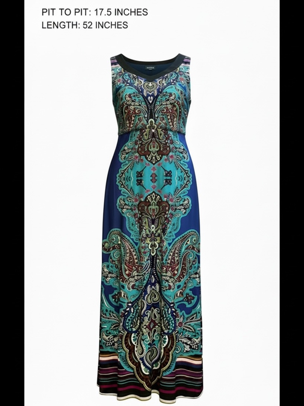 Soho Apparel Teal & Blue Paisley Maxi Dress - Picture 5 of 7